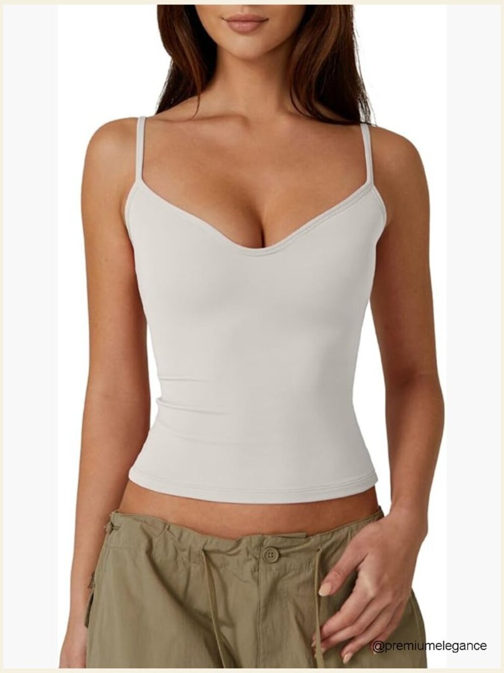 Sweetheart Neck Spaghetti Strap Crop Cami Top Slim Fit Bodycon Tank Top